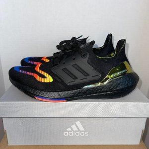 ADIDAS ULTRABOOST 22 (HQ0965) MENS SIZE 9 CORE BLACK/POWER BLUE RUNNING SHOES